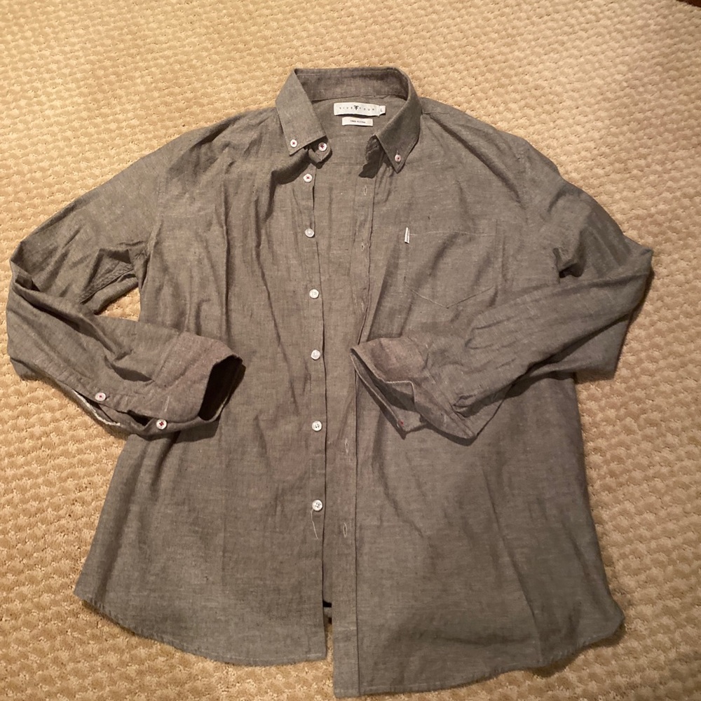 Five four men’s grey button down large